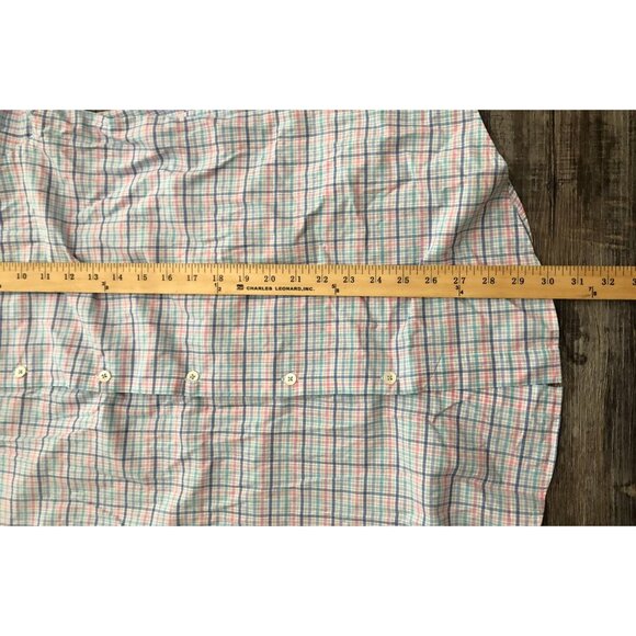 Bugatchi Uomo Mens 16.5 Blue Pink Long Sleeve Button Down Shirt Turn Cuffs - Picture 6 of 6